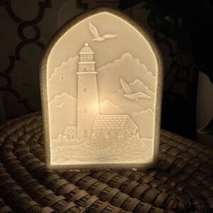 Lighthouse Ceramic Lamp Night Light 3D Image Mid Century Modern